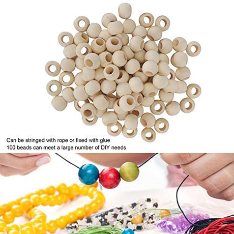 HERCHR 100Pcs Wooden Beads, Round Hole Unfinished Wood Beads for Crafts, Jewelry Making, DIY Crafting 20mm HERCHR