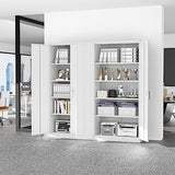 Superday Metal Storage Cabinets, 71" Steel Storage Cabinet with Lock, Tall White Cabinet with 2 Doors and 4 Adjustable Shelves for Garage, Home Superday
