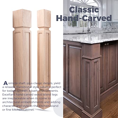 Btowin 35 1/2-inch H 3 1/2-inch W 3 1/2-inch D Cabinet Columns, 2Pcs Unfinished Square Rubberwood Replacement Island Legs for Large Dining Table & - WoodArtSupply