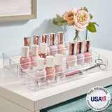 STORi Clear Plastic Multi-Level Vanity Organizer | Rectangular 4-Tier Holder for Makeup, Eyeshadow Palettes, & up to 40 Nail Polish Bottles | Made in STORi