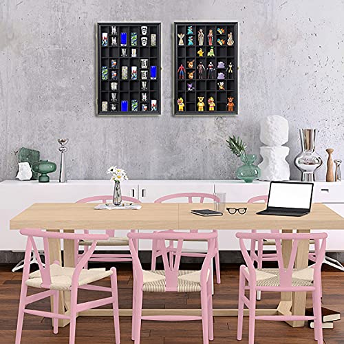 Shot Glass Display Case Large Wooden Cabinet Rack Holder Wall Mounted Black Shadow Box Lockable with UV Protection Acrylic Glass Door Shot Glass Snail
