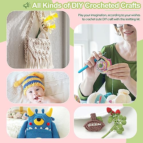 Katech Crochet Hooks Set with Crochet Case, 73-Piece Crochet Hooks Kit Knitting Accessories Ergonomic Aluminum Alloy Crochet Hook Colorful Crochet Katech