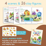Drama Planet Air Dry Clay Kit for Kids - Comes with Instructional Guide Featuring 4 Scenes & 26 Projects Tutorials, 18 Cans of Modeling Clay, Drama Planet
