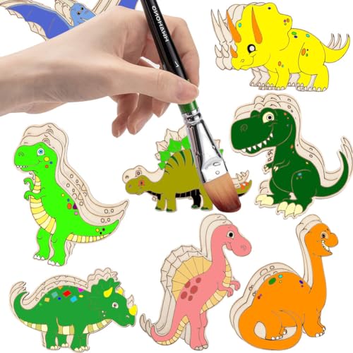 8 Pcs Unfinished Wooden Dinosaur Animal Laser Cut DIY Craft Party Deco Art Deco Room Decor DIY Craft Art Project, 8 Items YYMSEN