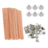 154Pcs Wood Candle Wicks, BENBO 5.1 X 0.5 Inch Smokeless Crackling Wooden Candle Wicks Natural Candle Wicks with Iron Stand Candle Warning Labels for BENBO
