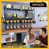 SOYEEZE Power Tool Organizer,8 Drill Holder Wall Mount,3 Layer Power Tool Storage Rack,Garage Utility Tool Rack & Hanger with Screwdriver SOYEEZE