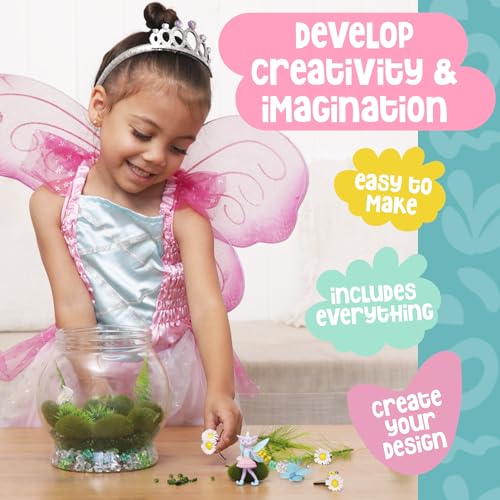 Amitié Lane Fairy Garden Kit - DIY Light Up Terrarium Kit for Kids - Fairy Gifts for Girls Ages 5, 6-8, Little Girl Toys, Crafts for Girls - Birthday Amitié Lane