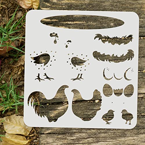 FINGERINSPIRE Layered Chicken Stencil 11.8x11.8inch Reusable Farmhouse Chickens and Eggs Drawing Stencils DIY Craft Hen Coop Decoration Template for - WoodArtSupply