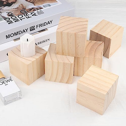 12 Packs Wooden Blocks for Crafts, 3.15 Inch Pine Wood Cubes, Wooden Cubes for Paint, Stamp, Decorate, DIY Projects and Personalized Gifts,by - WoodArtSupply