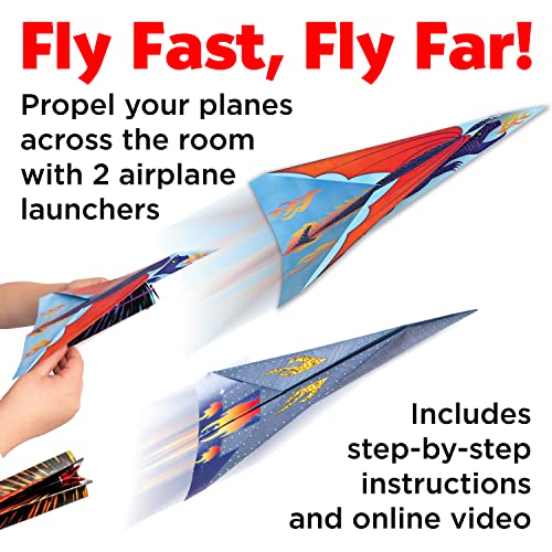 Creativity for Kids Fold and Launch Paper Airplanes - Create 80 Paper Planes, 2 Airplane Launchers, Crafts for Kids Age 6-8+ Creativity for Kids