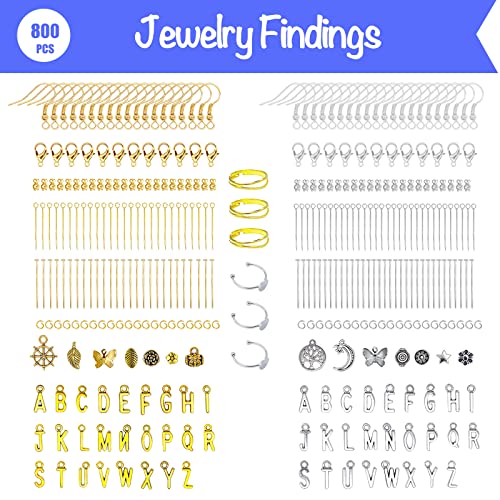 Xmada Jewelry Making Kit - 1587 PCS Beads for Jewelry Making Jewelry Making  Supplies with Crystal Beads Jewelry Plier Beading Wire Earring Hooks Ring Bracelet  Making Kit for Girls and Adults
