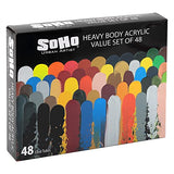 Soho Urban Artist Acrylic Paint - Thick, Rich, Water-Resistant, Heavy Body Paint, Assorted, Set of 48-12mL Soho Urban Artist