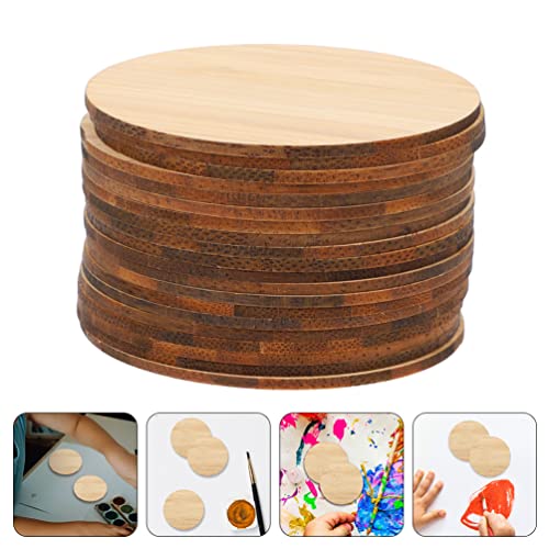 COHEALI 20pcs Round Bamboo Craft Bamboo Tag Unfinished Wooden Cutouts Blanks Round Disc Wood Graffiti Slices Christmas Wooden Cutouts Round Wood Slab COHEALI