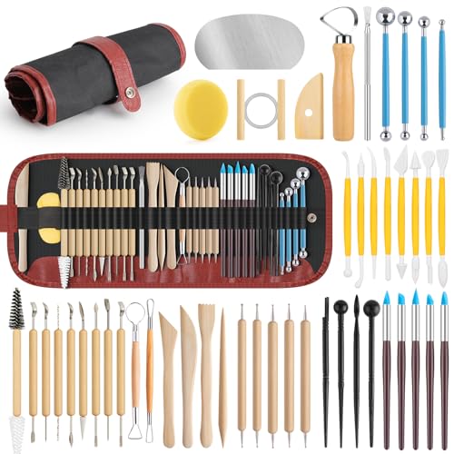 UUSYCUN 48PCS Pottery Tools for Sculpting, Clay Tool Kit for Carving, Ceramic Tool Set for Modeling, Pottery Kiln, Polymer Clay Tools for Trimming, UUSYCUN