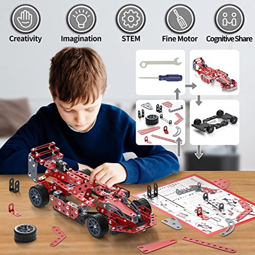 Lucky Doug Building Kit Model Car Set - 287 Pieces STEM Project Building Toys for Kids Ages 8-12, Assembly Technique Car Building Kits Red Vehicle Lucky Doug