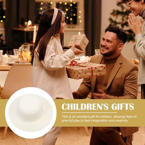 TEHAUX DIY Straw Hats, White Straw Hats Outdoor Woven Hat Unfinished Blank Hats Straw Hats for Art Painting & DIY Tea Party Dress Up Hats 6Pcs TEHAUX