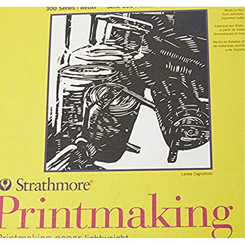 Strathmore 300 Series Printmaking Paper Pad, Glue Bound, 8x10 inches, 40 Sheets (120g) - Artist Paper for Adults and Students - Block Printing, Strathmore