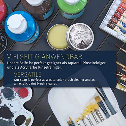 Tritart 100% Vegan Paint Brush Cleaner Soap for Makeup, Watercolor & Acrylic Paint Brushes - Lemon Scented Paint Soap for Cleaning Oil Paint Brushes Tritart