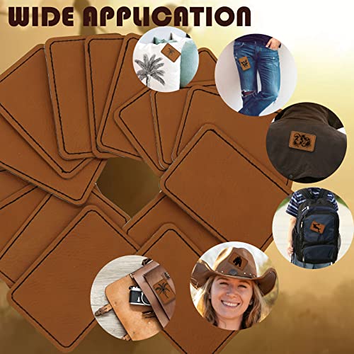 20 Pcs Rectangle Leatherette Hat Patches with Adhesive, Rustic Leatherette Custom Patches Faux Blank Leather Patches for Hats, Custom Fabric Repair