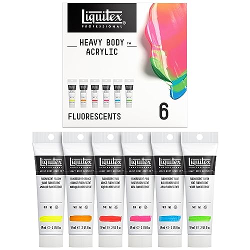 Liquitex Professional Heavy Body Acrylic Paint, 6 x 59ml (2-oz), Fluorescent Colors Set - WoodArtSupply