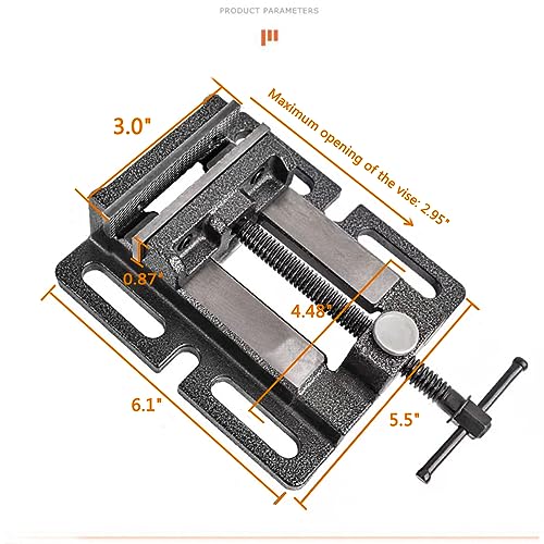 MYTEC Drill Press Vise, 3.0" Black, Quick Release Workbench Industrial Vise Clamp, High-grade cast steel Bench Clamp - WoodArtSupply