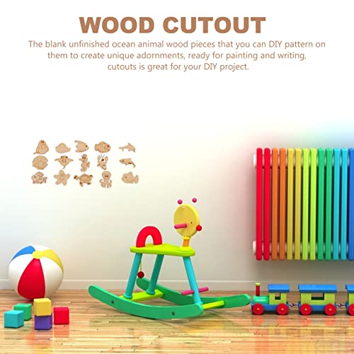 Ornament Crafts 100pcs Unfinished Wood Cutouts to Paint Ocean Animals Wooden Crafts Animal Wood Pieces for Home Decor Ornament DIY Craft Art Project PRETYZOOM