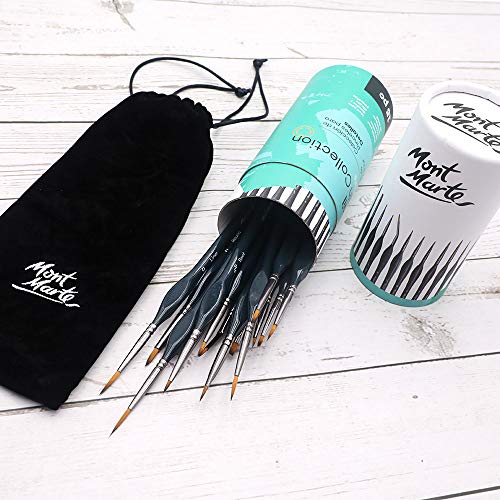 Mont Marte Signature Detail Brush Collection, 15 Piece, Taklon Bristles, Suitable for Acrylic, Oil, Watercolor and Gouache Paints, Includes Storage MONT MARTE