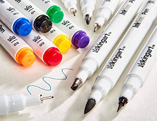 KINGART Inkline Fine Line Art & Graphic Pens, Archival Black Japanese Ink,  Set of 10 Assorted Nibs