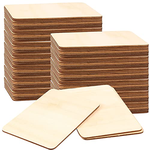 HOIGON 100 PCS Rectangle Unfinished Wood Pieces, 4 x 6 Inch Blank Basswood Wooden Sheets Wooden Cutout for Crafts, DIY, Painting - WoodArtSupply