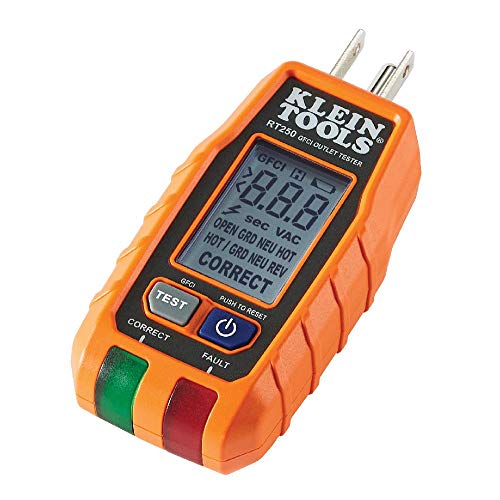 Klein Tools RT250 GFCI Outlet Tester with LCD Display, Electric Voltage Tester for Standard 3-Wire 120V Electrical Receptacles Klein Tools