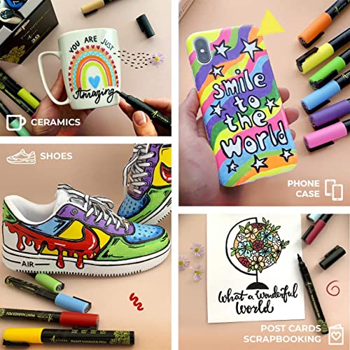ARTISTRO 30 Acrylic Paint Pens Extra Fine Tip and 30 Acrylic Paint Markers Fine Tip, Bundle for Rock, Stone, Ceramic, Glass, Mugs, Wood, Metal, ARTISTRO