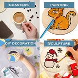 60 Pack 4 Inch Wood Circles for Crafts Unfinished Wood Rounds Wooden Cutouts for Crafts, Wooden Circles for Kids Painting, Wood Burning Blank Wood Phinicco