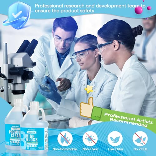 JANCHUN 1 Gallon Crystal Clear Epoxy Resin Kit,High Gloss Casting and Coating Resin for Table Top,Bar Top,Art Resin,Jewelry Making,DIY, JANCHUN