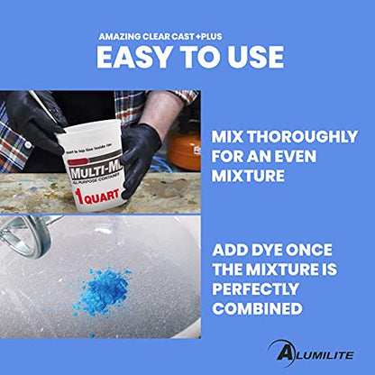 Alumilite Amazing Clear Cast Plus [8 oz A + 8 oz B (16 Ounces) 2 Part Kit] UV Resistant Plastic Coating & Casting Epoxy Resin for Countertops, Cups, - WoodArtSupply