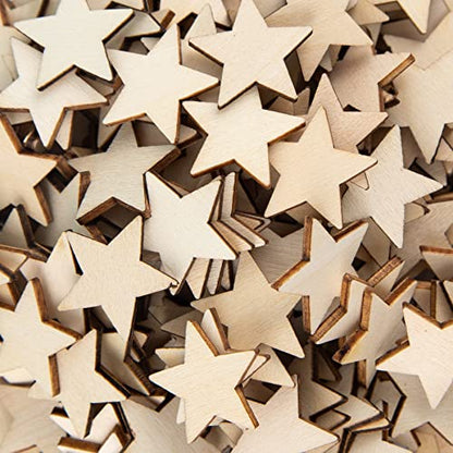 Framendino, 200 Pack Wood Stars Cutouts Unfinished Wooden Stars Pieces Blank Slices for DIY Crafts Wedding Party 1 Inch - WoodArtSupply