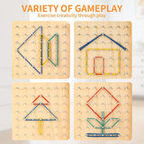 HEELWIRE Wooden Geoboard,Montessori Toy,Graphical Mathematical Education Toy for Kids with Pattern Cards and Rubber Bands to Figures and Shapes, HEELWIRE