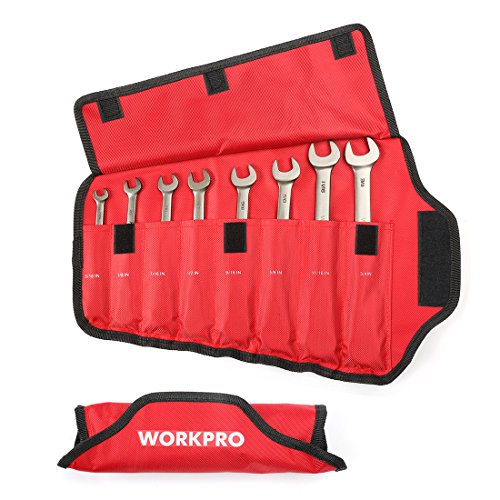 WORKPRO 8-piece Flex-Head Ratcheting Combination Wrench Set, SAE 5/16-3/4 in, 72-Teeth, Cr-V Constructed, Nickel Plating with Organizer Bag WORKPRO