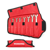 WORKPRO 8-piece Flex-Head Ratcheting Combination Wrench Set, SAE 5/16-3/4 in, 72-Teeth, Cr-V Constructed, Nickel Plating with Organizer Bag WORKPRO
