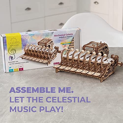 UGEARS Mechanical Celesta 3D Puzzles - Musical Instruments 3D Wooden Puzzles for Adults and Kids - 3D Wooden Puzzle Musical Model Kits with Piano, - WoodArtSupply