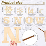 Whaline Christmas Large Wood Letters Christmas Unfinished Wood Letters Let It Snow Snowflake Wooden Cutout Decoration for Winter Farmhouse Porch Sign Whaline