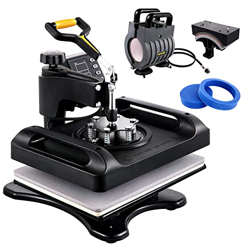 VEVOR Pro Heat Press Machine, 12 x 15 Inches, Fast Heating, 5 in 1 Combo 360 Swing Away Digital Sublimation T-Shirt Vinyl Transfer Printer with - WoodArtSupply