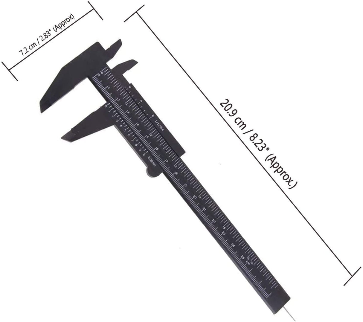 TamBee 6Inch 150mm Mini Caliper Double Scale Plastic Vernier Caliper for Jewelry Sliding Gauge Ruler Measuring Tool 5PCS(Black) TamBee