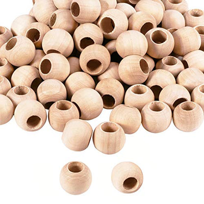 PH PandaHall 120pcs Wooden Beads 20mm Natural Wood Beads Wooden Spacer Beads Macrame Beads Wooden Loose Beads for Christmas Tree Wreath Necklace