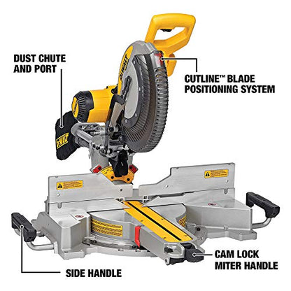 DEWALT Miter Saw, 12 Inch, 15 Amp, 3,800 RPM, Double Bevel Capacity, With Sliding Compound, Corded (DWS780) - WoodArtSupply