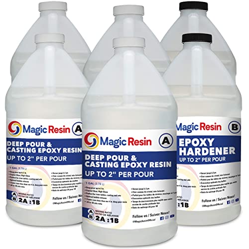 Deep Pour Epoxy Resin for River Table | 6 Gallon (22.8 L) | 2'' DEEP Pour, Casting & Art Epoxy Resin Kit | Low VOC & Low Odor | for River Tables, - WoodArtSupply