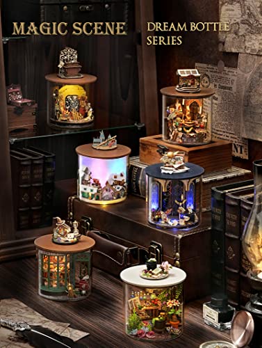 Spilay Dollhouse DIY Miniature Wooden Furniture Kit,Mini Handmade Doll House Model with Dust Cover & LED,1:24 Scale Creative Woodcrafts Toys for Spilay