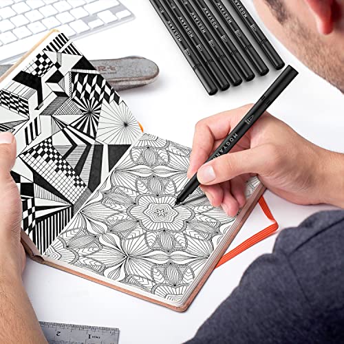 Mogyann Drawing Pens, 12 Pack Dual Brush Pens Black Markers for Art Drawing Sketching Mogyann