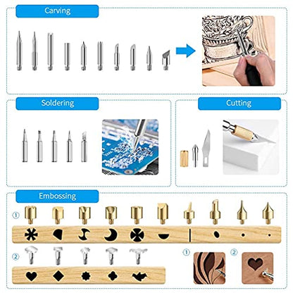 Wood Burning Kit 113pcs Professional Wood Burning Tool Adjustable Temperature Wood Burner Tools Set with Soldering Iron for Embossing Carving DIY