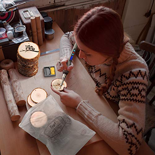 Fuyit Natural Wood Slices 25 Pcs 3.1-3.5 Inches Craft Wood Kit Unfinished Predrilled with Hole Wooden Circles Tree Slices for Arts and Crafts - WoodArtSupply