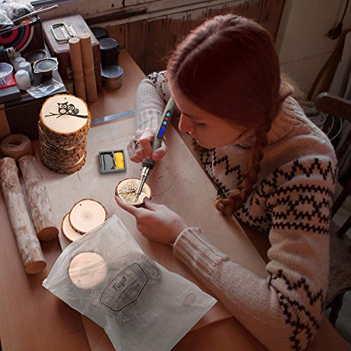 Fuyit Natural Wood Slices 20 Pcs 3.5-4 Inches Craft Wood Kit Unfinished Predrilled with Hole Wooden Circles Tree Slices for Arts and Crafts Christmas